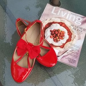 Topshop red patent leather balerina flats